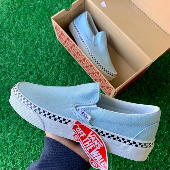 Vans Classic Slip On Check Foxing Cool Blue - Picture 2 of 7